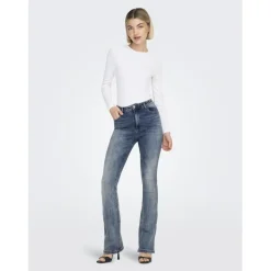 Onlmila Hw Flared Dnm Bj139 Noos bleu denim en coton Isa