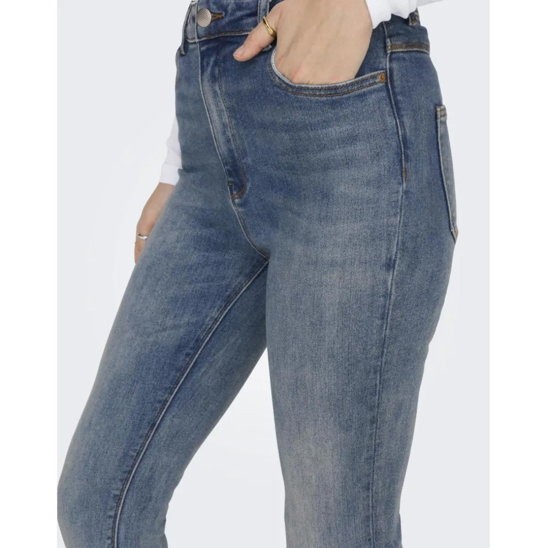 Onlmila Hw Flared Dnm Bj139 Noos bleu denim en coton Isa