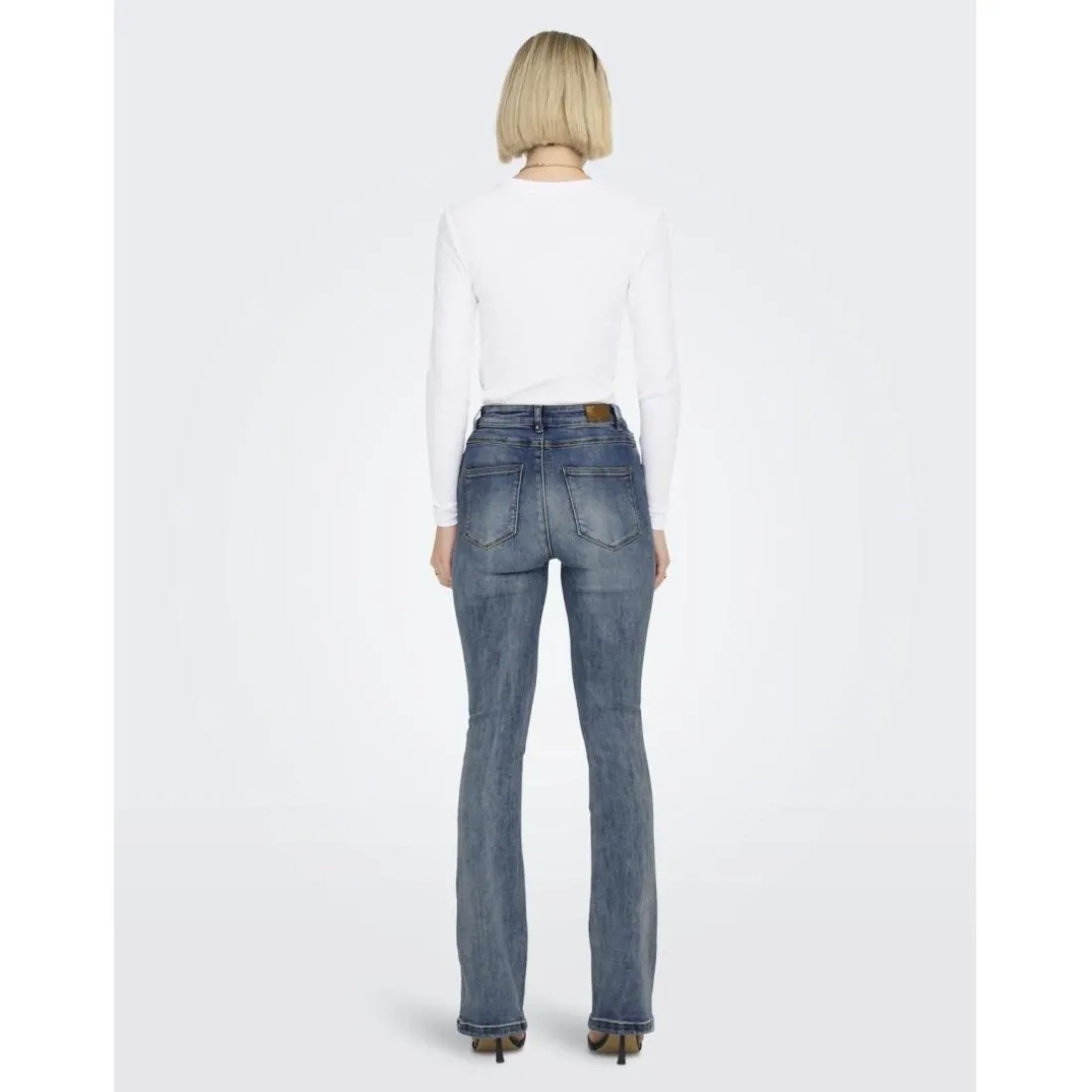 Onlmila Hw Flared Dnm Bj139 Noos bleu denim en coton Isa