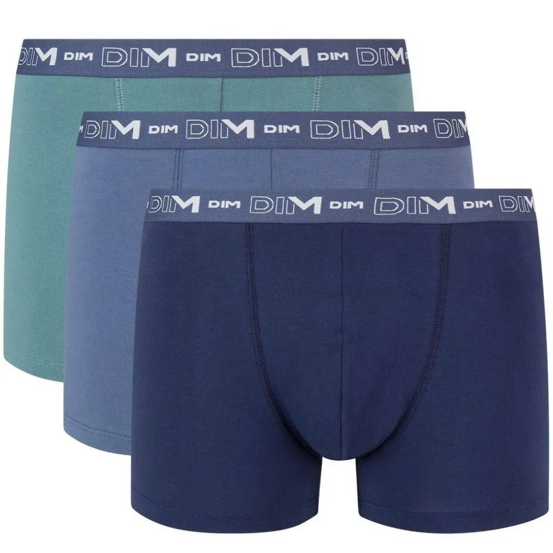 Pack de 3 Boxers Coton Stretch - Ceinture Siglée Bleu / Vert en tissu