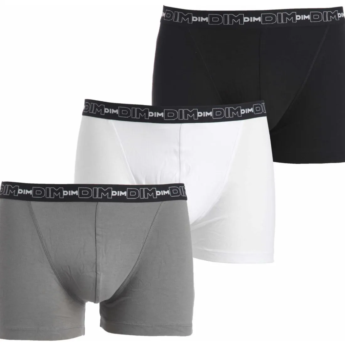 Pack de 3 Boxers Coton Stretch - Ceinture Siglée Noir / Gris / Blanc en tissu