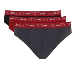 Pack de 3 Slips Coton Stretch - Ceinture Siglée Gris / Rouge en tissu