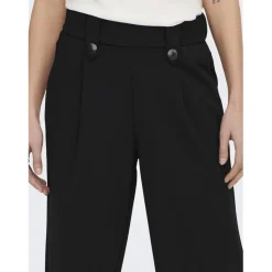 Pantalon à jambe large fermeture par bouton noir Nina