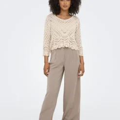Pantalon à jambe large ONLBERRY - Taupe Gris Léa