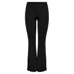 Pantalon à jambe large taille moyenne noir Lou