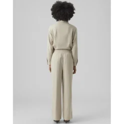 Pantalon à jambe large taille moyenne gris en viscose Pey