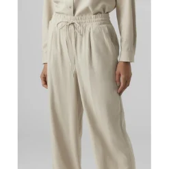 Pantalon à jambe large taille moyenne gris en viscose Pey