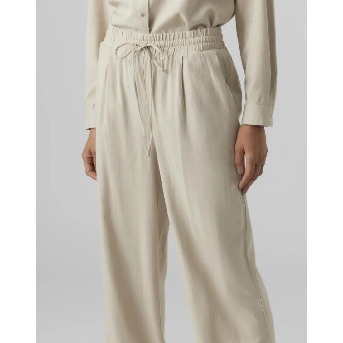 Pantalon à jambe large taille moyenne gris en viscose Pey
