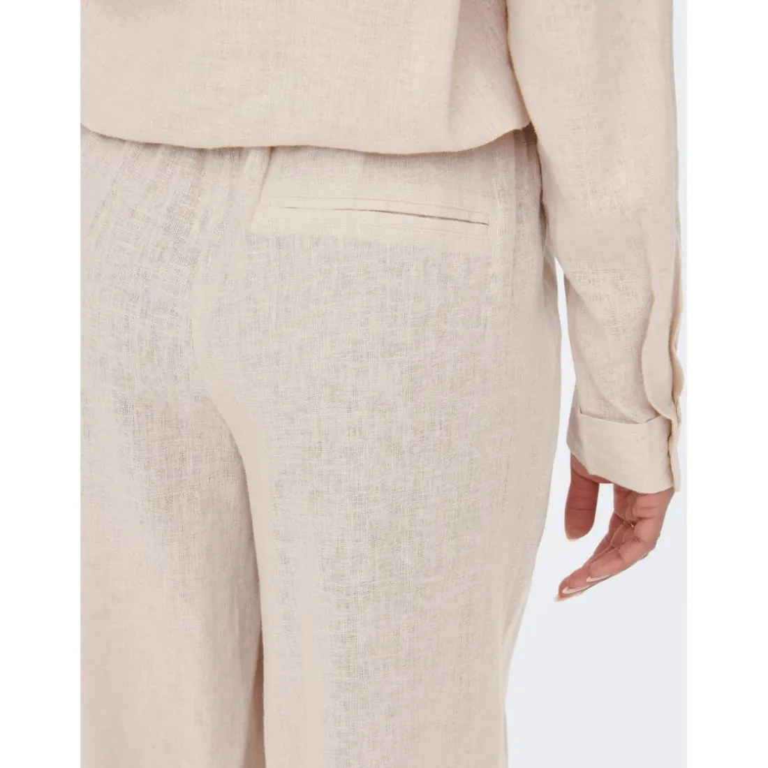 Pantalon à jambe large Taille élastiquée beige