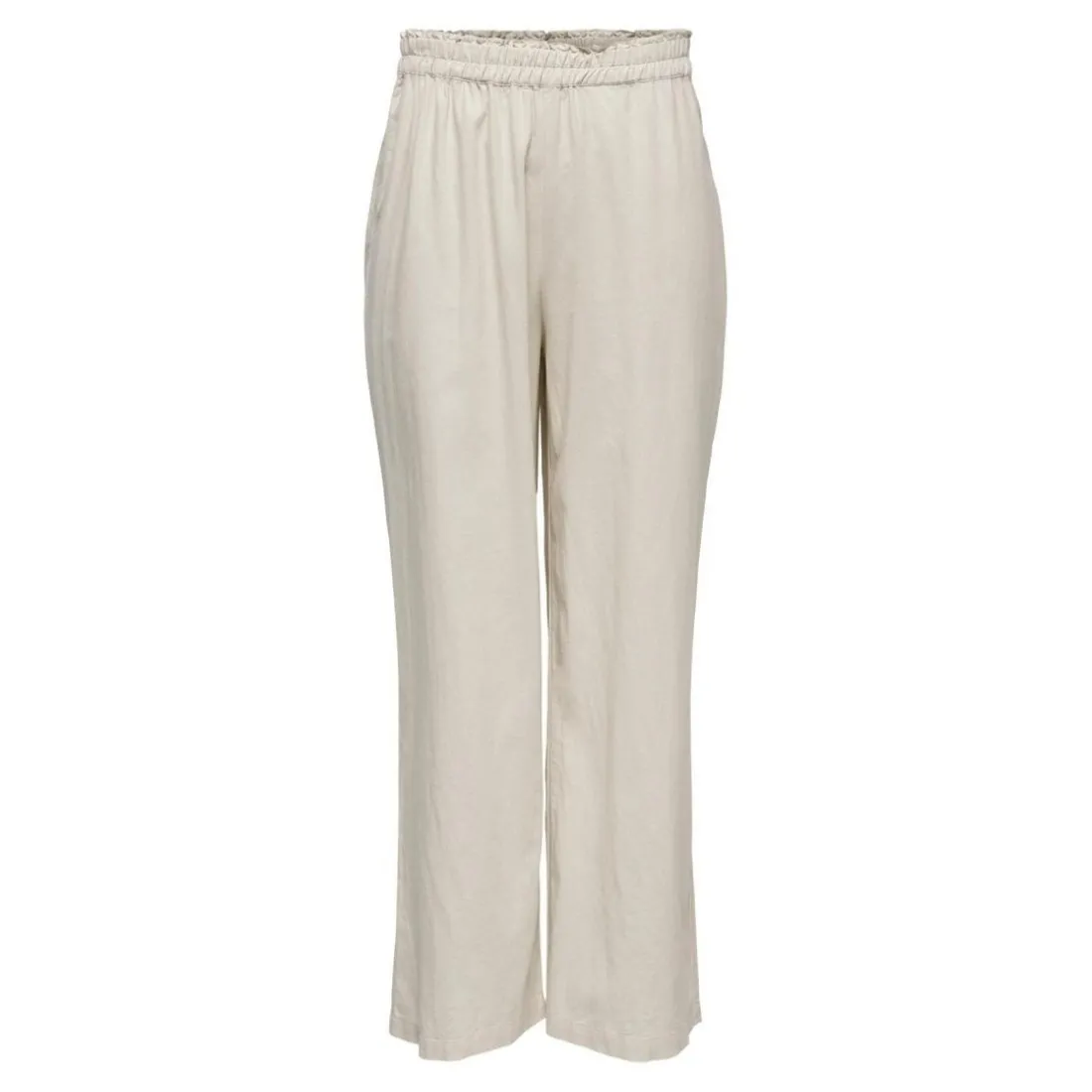 Pantalon à jambe large Taille élastiquée beige