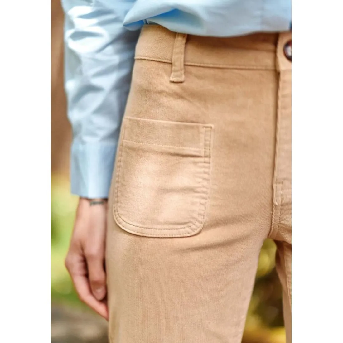 Pantalon beige SONNY VELOURS en coton