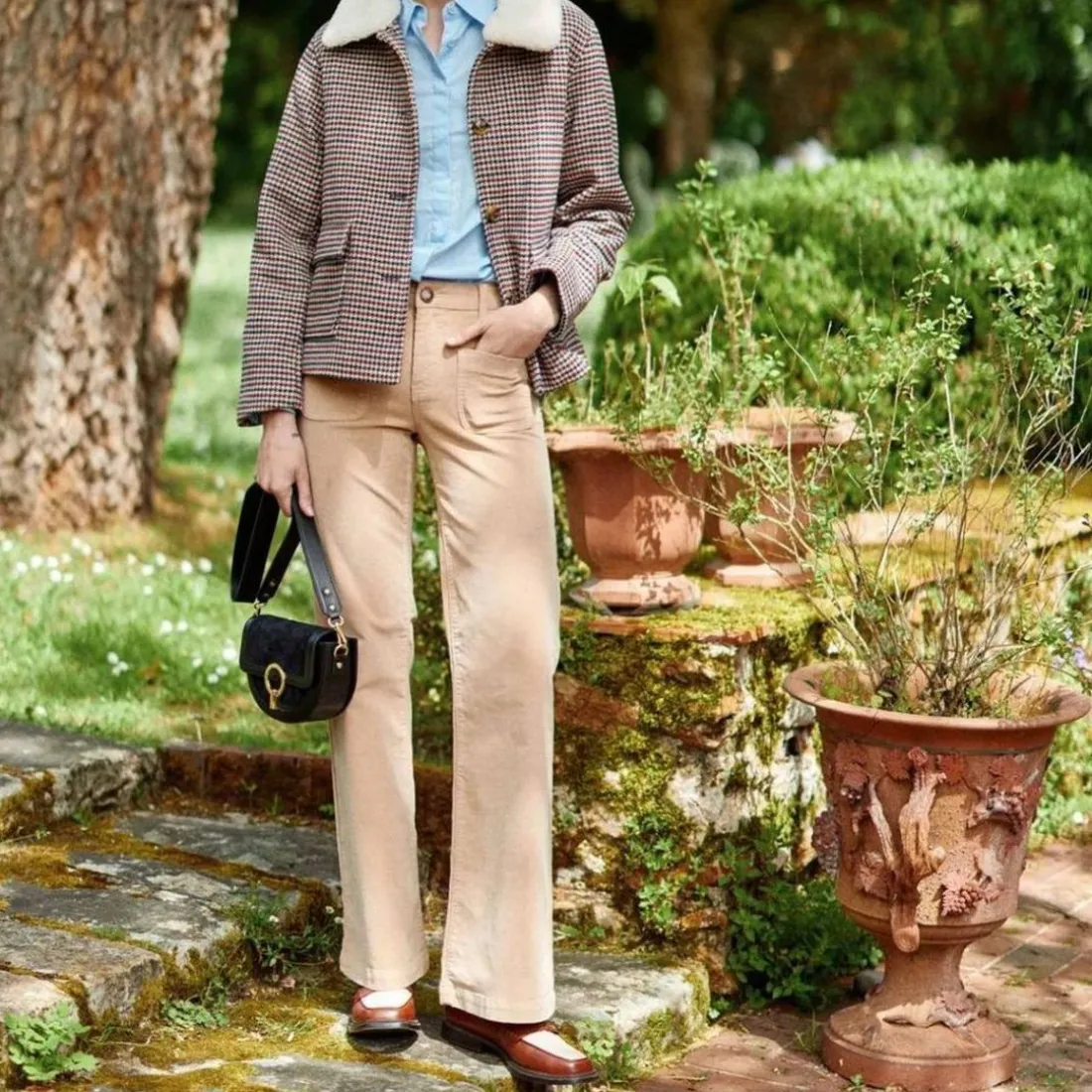 Pantalon beige SONNY VELOURS en coton