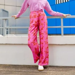 Pantalon bicolore PERLA rose en viscose