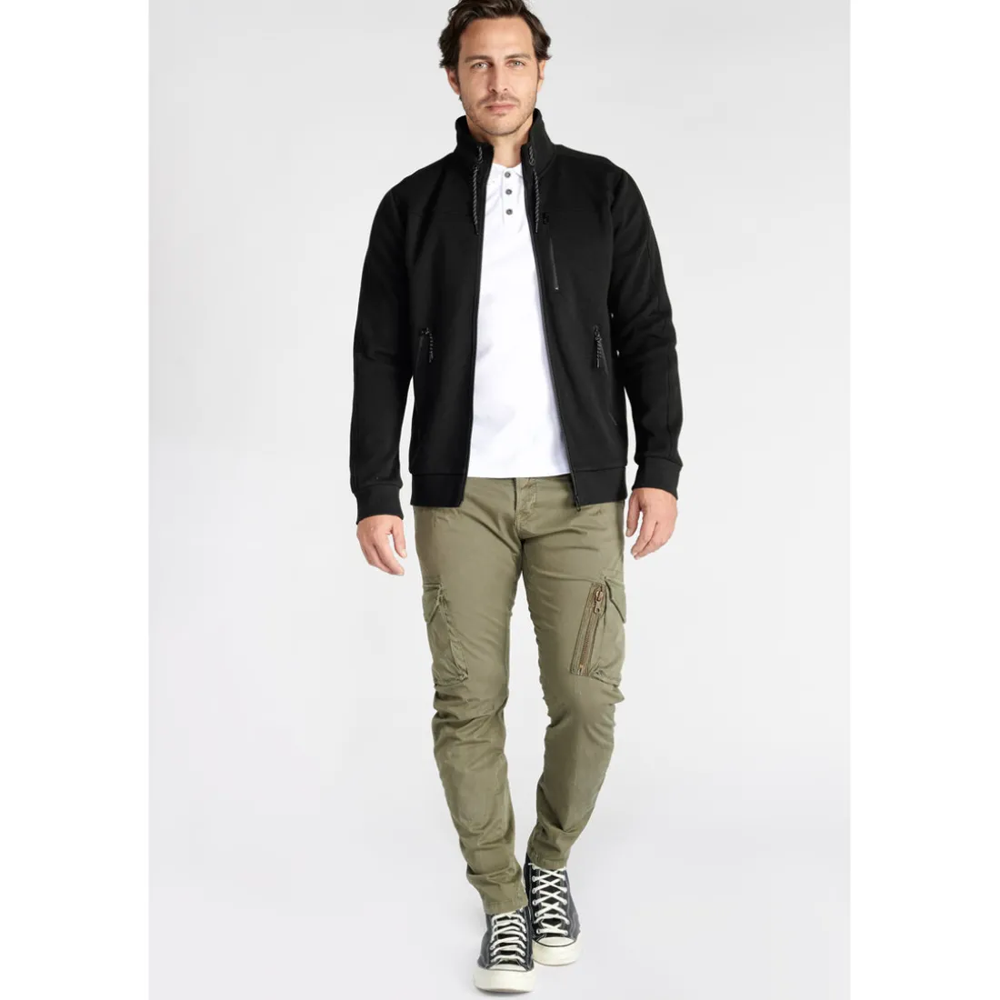 Pantalon cargo Alban kaki vert en coton