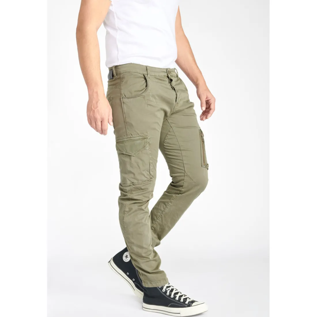 Pantalon cargo Alban kaki vert en coton