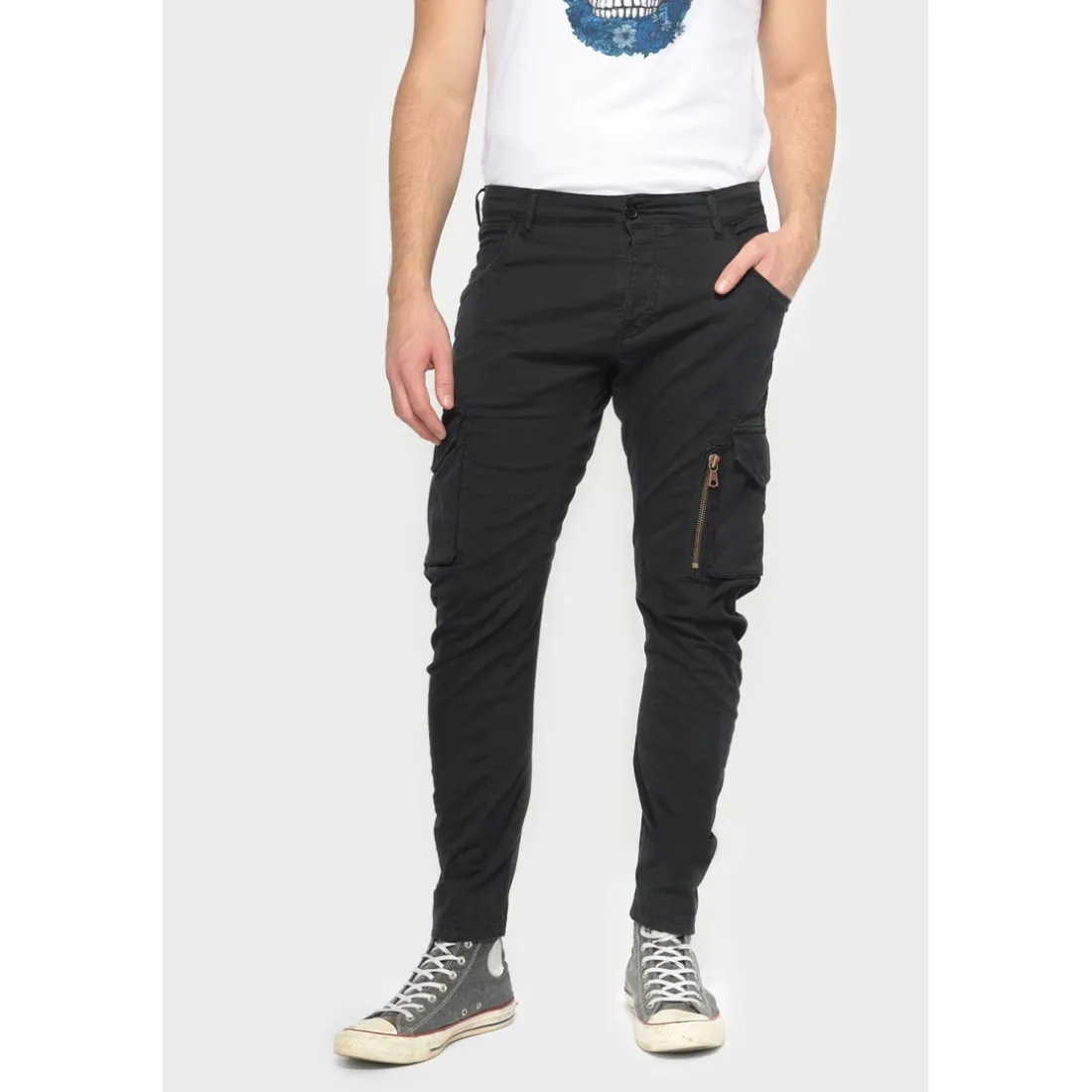 Pantalon cargo Alban noir en coton