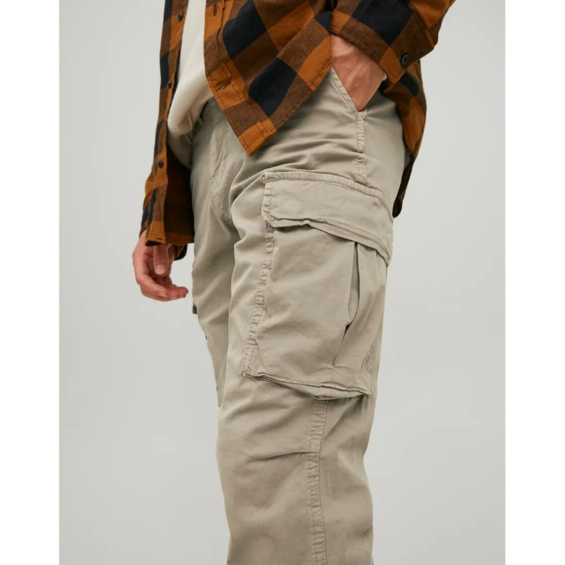 Pantalon cargo Carrot Fit Gris beige en coton