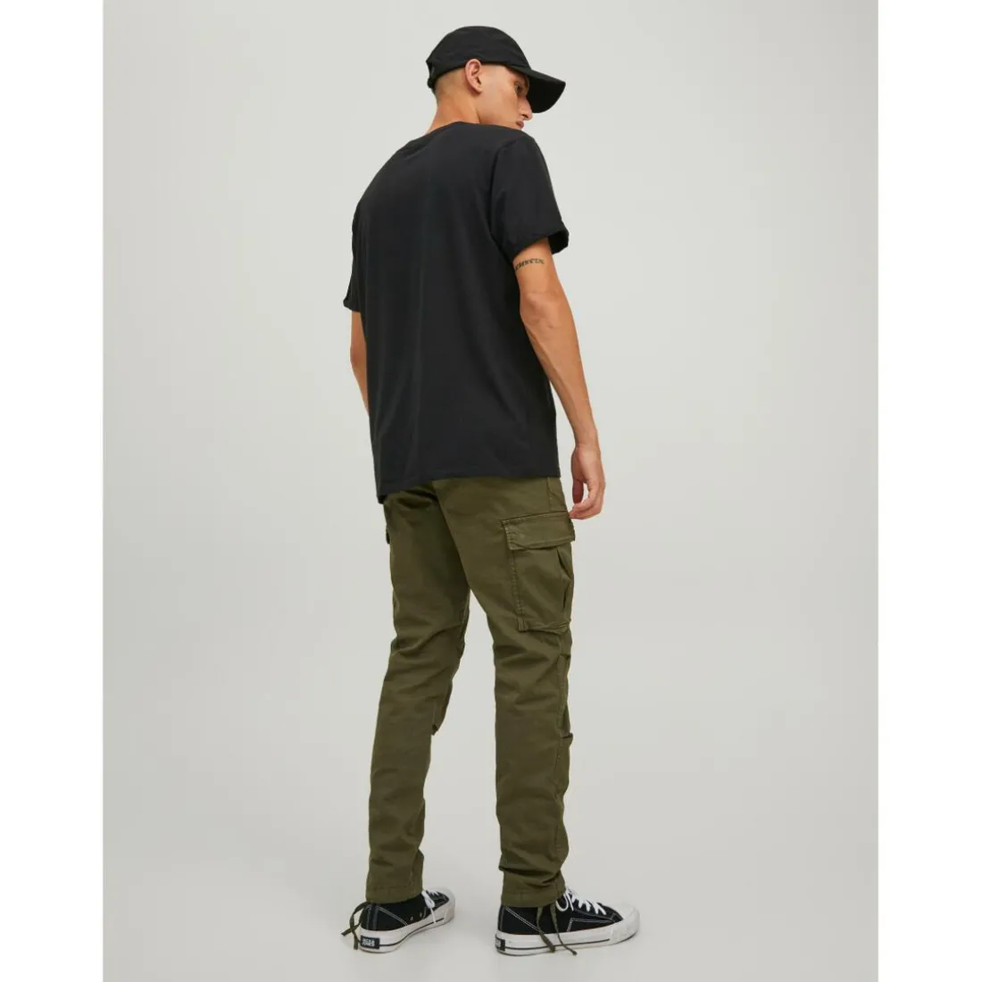 Pantalon cargo Carrot Fit Vert foncé en coton