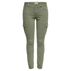 Pantalon cargo Détails cargo vert en coton Fleur