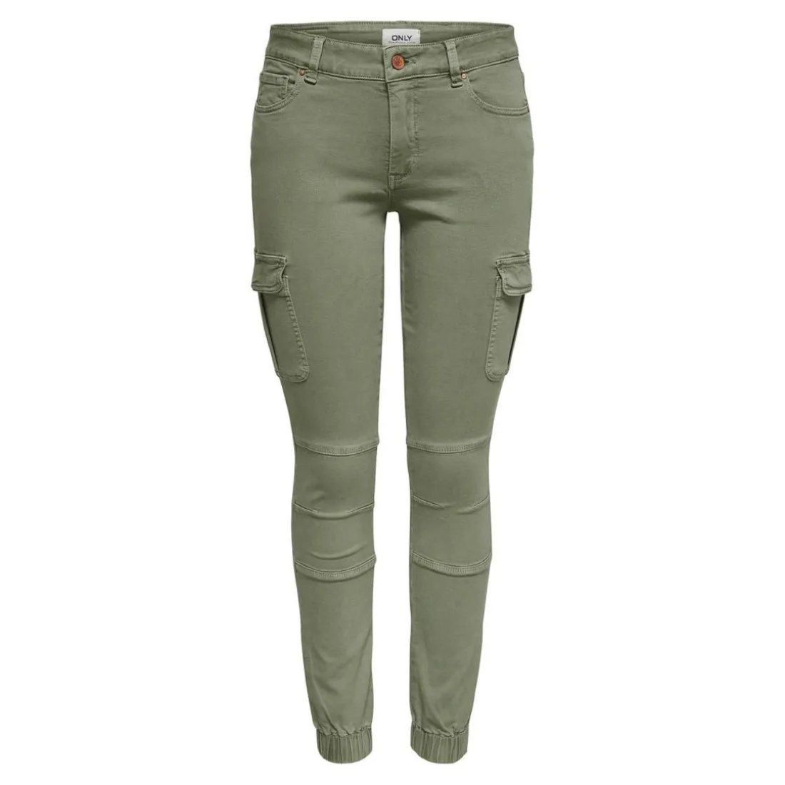 Pantalon cargo Détails cargo vert en coton Fleur