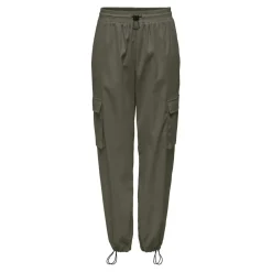 Pantalon cargo fermeture à cordon taille haute vert en coton Clio