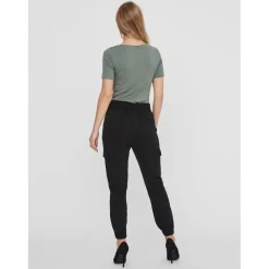 Pantalon cargo loose fit noir en viscose