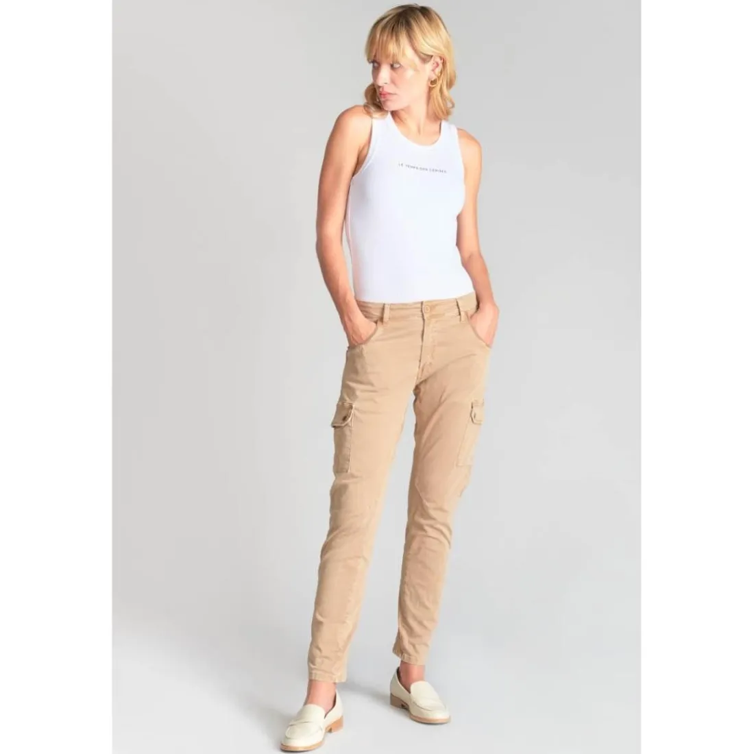 Pantalon cargo RIVERA camel en coton