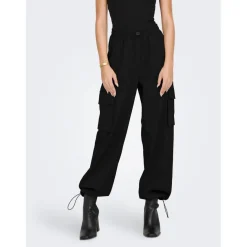 Pantalon cargo Taille élastiquée noir en coton