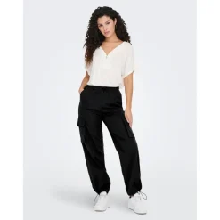 Pantalon cargo Taille élastiquée noir en coton