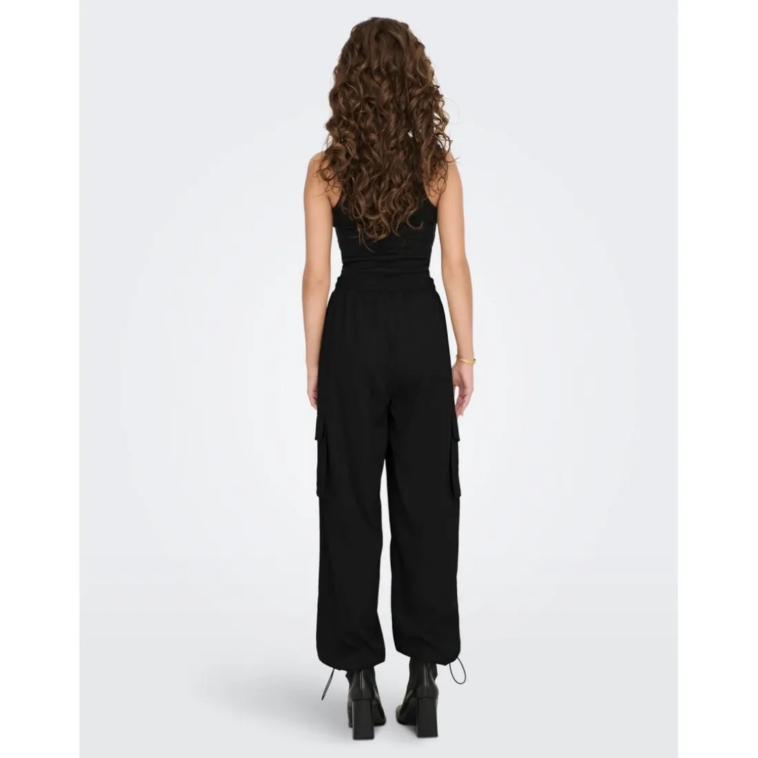 Pantalon cargo Taille élastiquée noir en coton