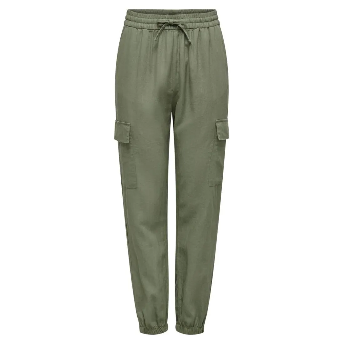 Pantalon cargo vert en lin Nea