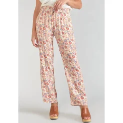 Pantalon carotte HENEL rose en viscose