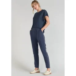 Pantalon carotte REYDEL bleu en viscose