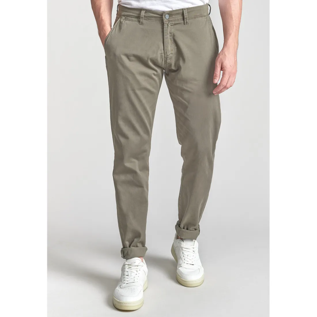 Pantalon chino CESAR kaki en coton