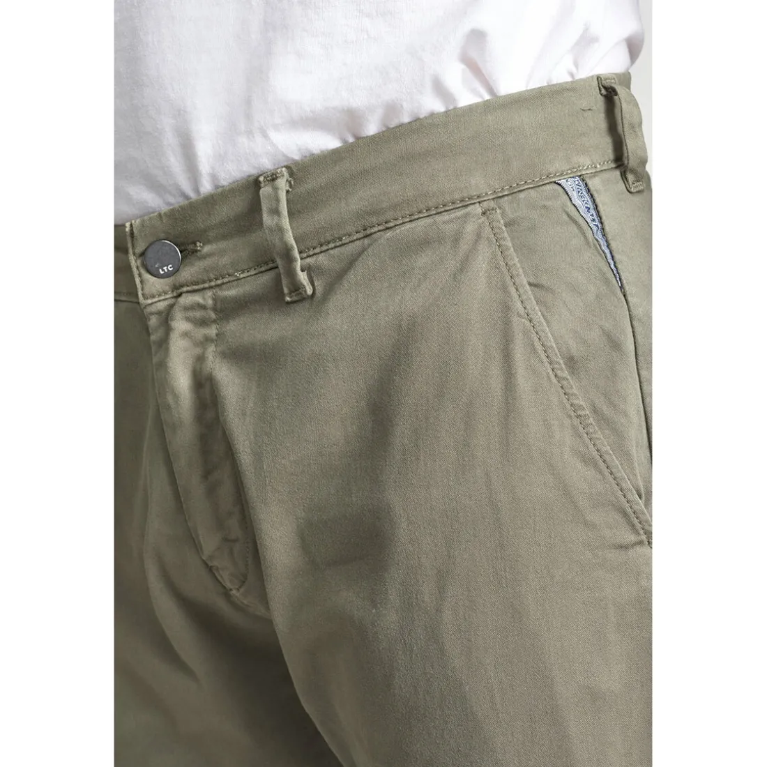 Pantalon chino CESAR kaki en coton