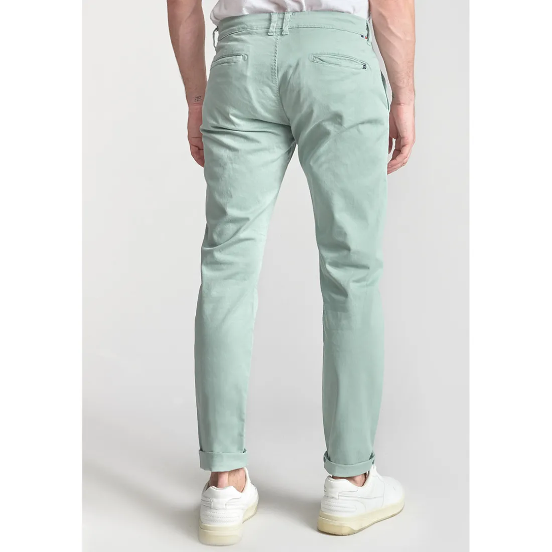 Pantalon chino CESAR vert d'eau en coton