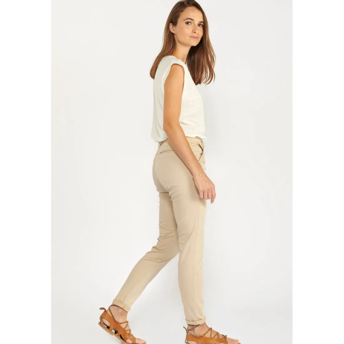 Pantalon chino DYLI blanc Iris
