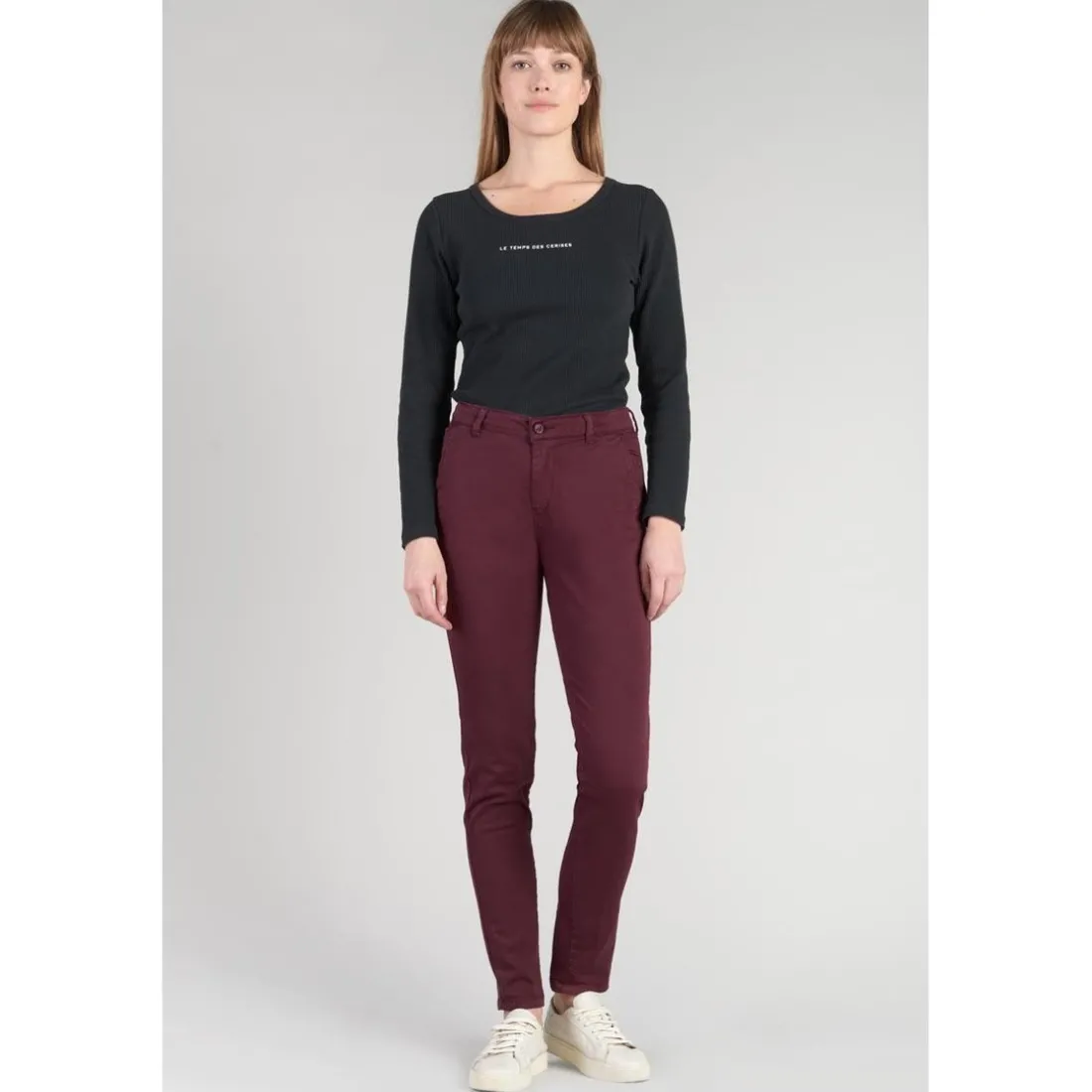 Pantalon chino Dyli4 lie de vin rouge