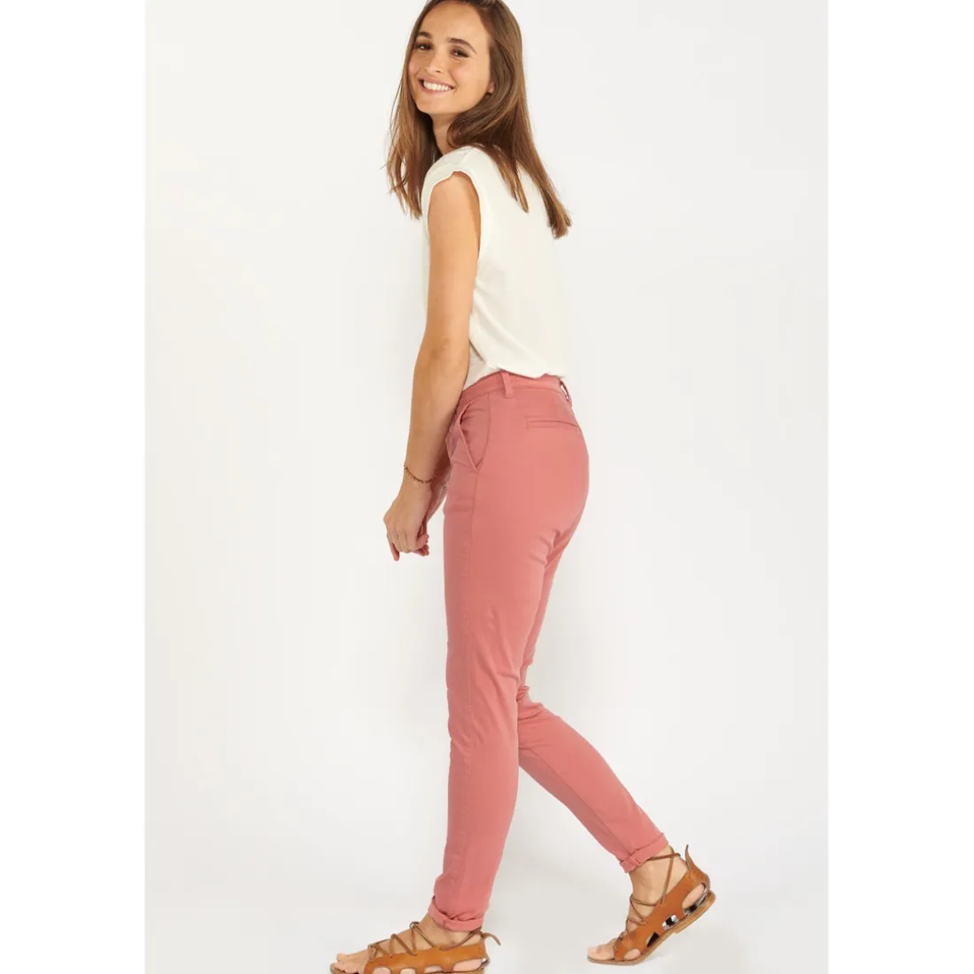Pantalon chino DYLI rose