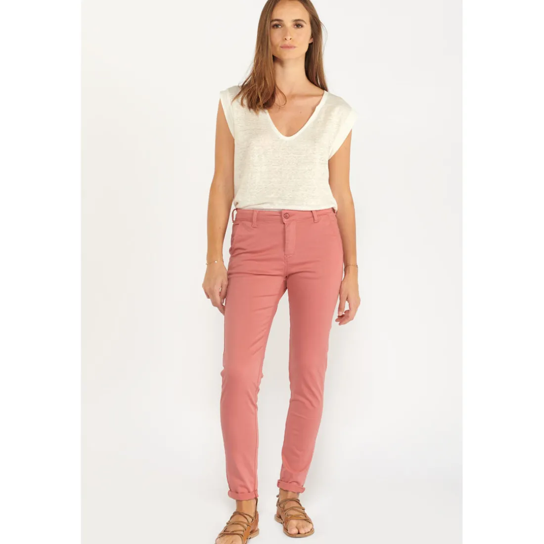Pantalon chino DYLI rose