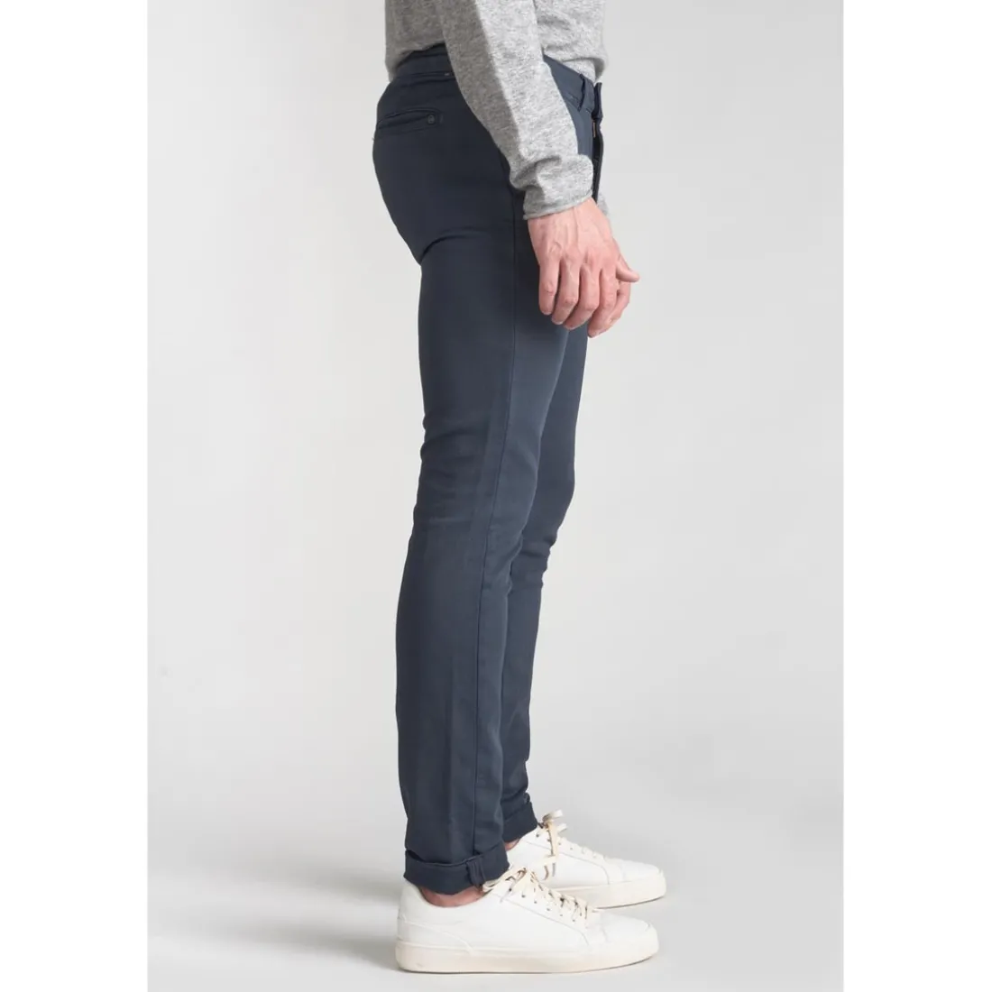 Pantalon chino Jogg Kurt marine blanc en coton