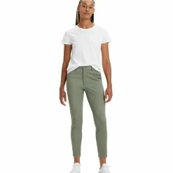 Pantalon chino skinny vert en coton