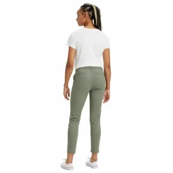 Pantalon chino skinny vert en coton