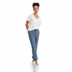 Pantalon chino slim cheville bleu indigo en coton
