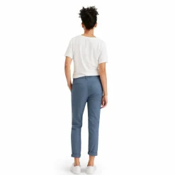 Pantalon chino slim cheville bleu indigo en coton