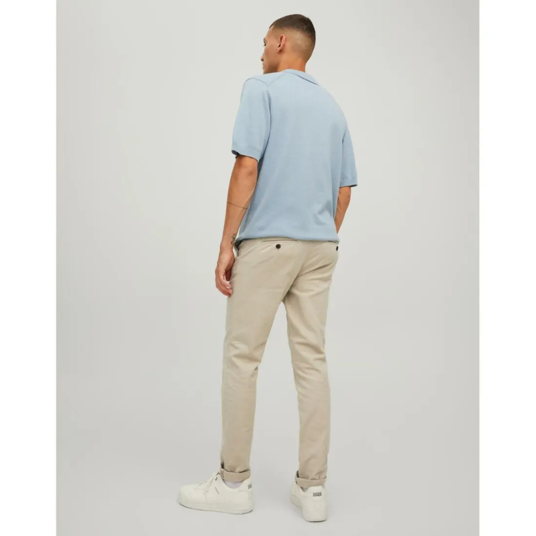 Pantalon chino Slim Fit Gris beige en coton Quinn