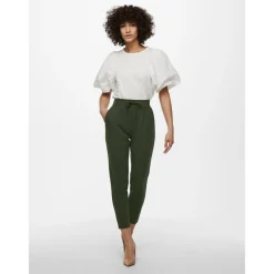 Pantalon Cordon d'attache vert en viscose Rose