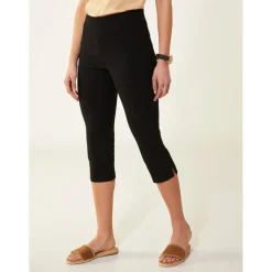 Pantalon corsaire élastique ventre plat femme noir