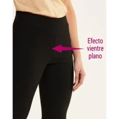 Pantalon corsaire élastique ventre plat femme noir
