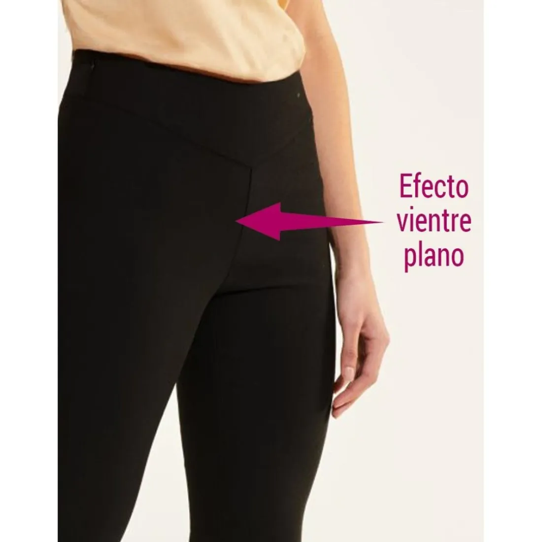 Pantalon corsaire élastique ventre plat femme noir